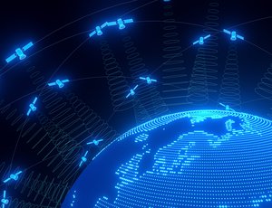 A part of the earth surrounded by LEO satellites.