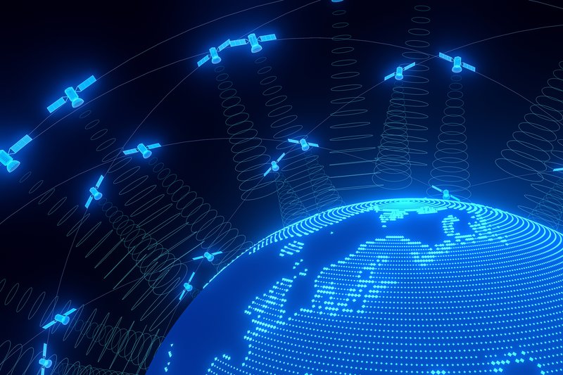 A part of the earth surrounded by LEO satellites.